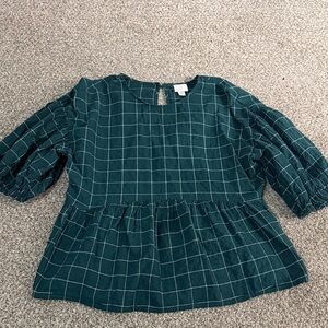 a new day Green Checkered Blouse